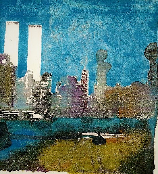 11. Rodeiro World Trade Tower watercolor 10 x 7. 2000.