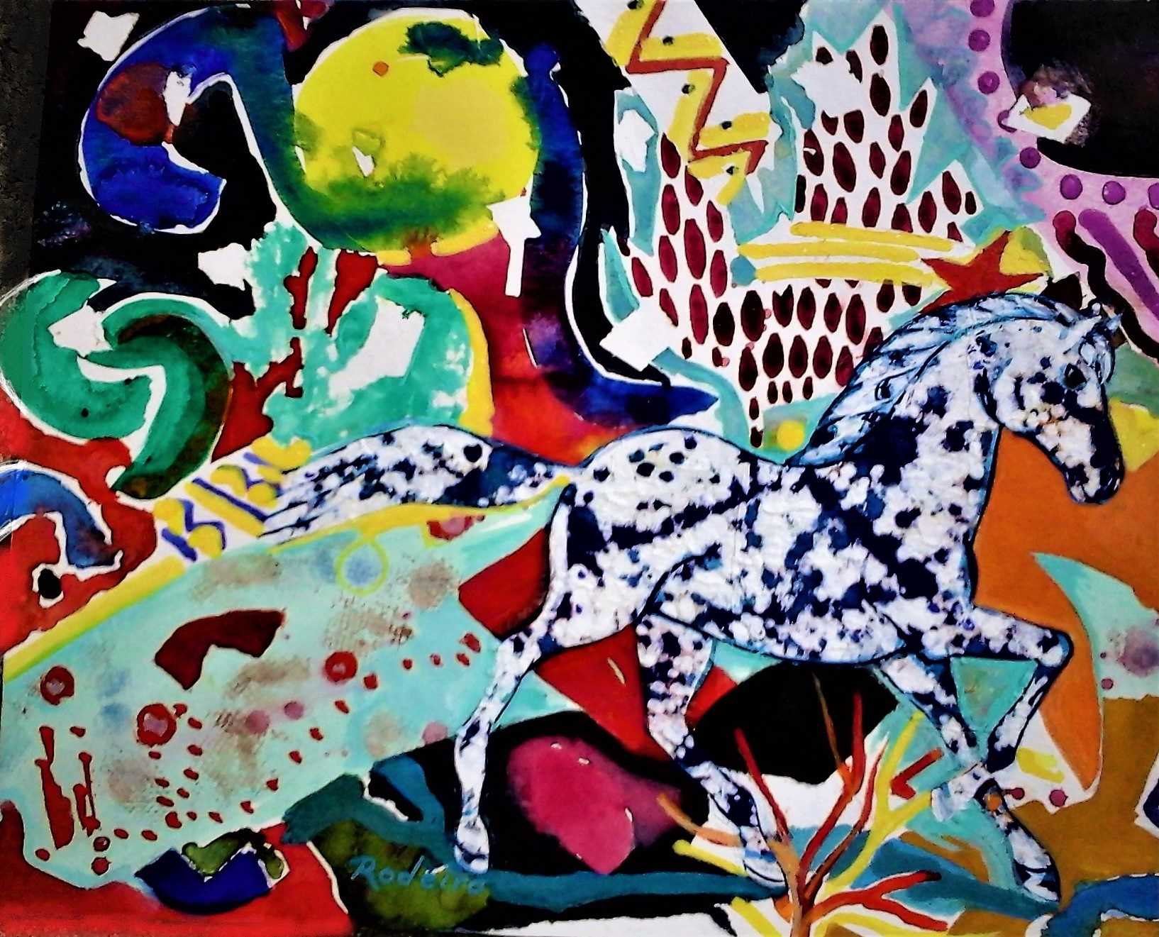 12, Jose Rodeiro. An Appaloosa by Nez Perce Creek, Watercolor, 11 ins. x 9 ins., 2020.