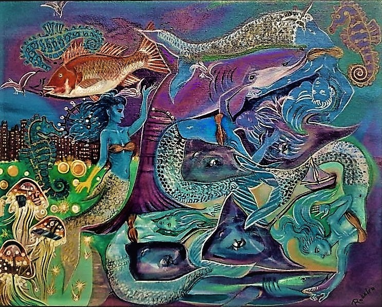 13. José Rodeiro. New Constellations Beneath the Gulf 20 in x 16 in, Oil on canvas, 2019.