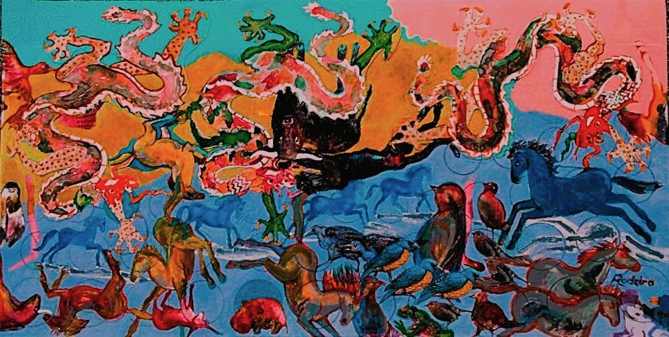 14. Jose Rodeiro DINOSAURS ARE BIRDS 24 inches x 12 inches Amazar materials 2025.