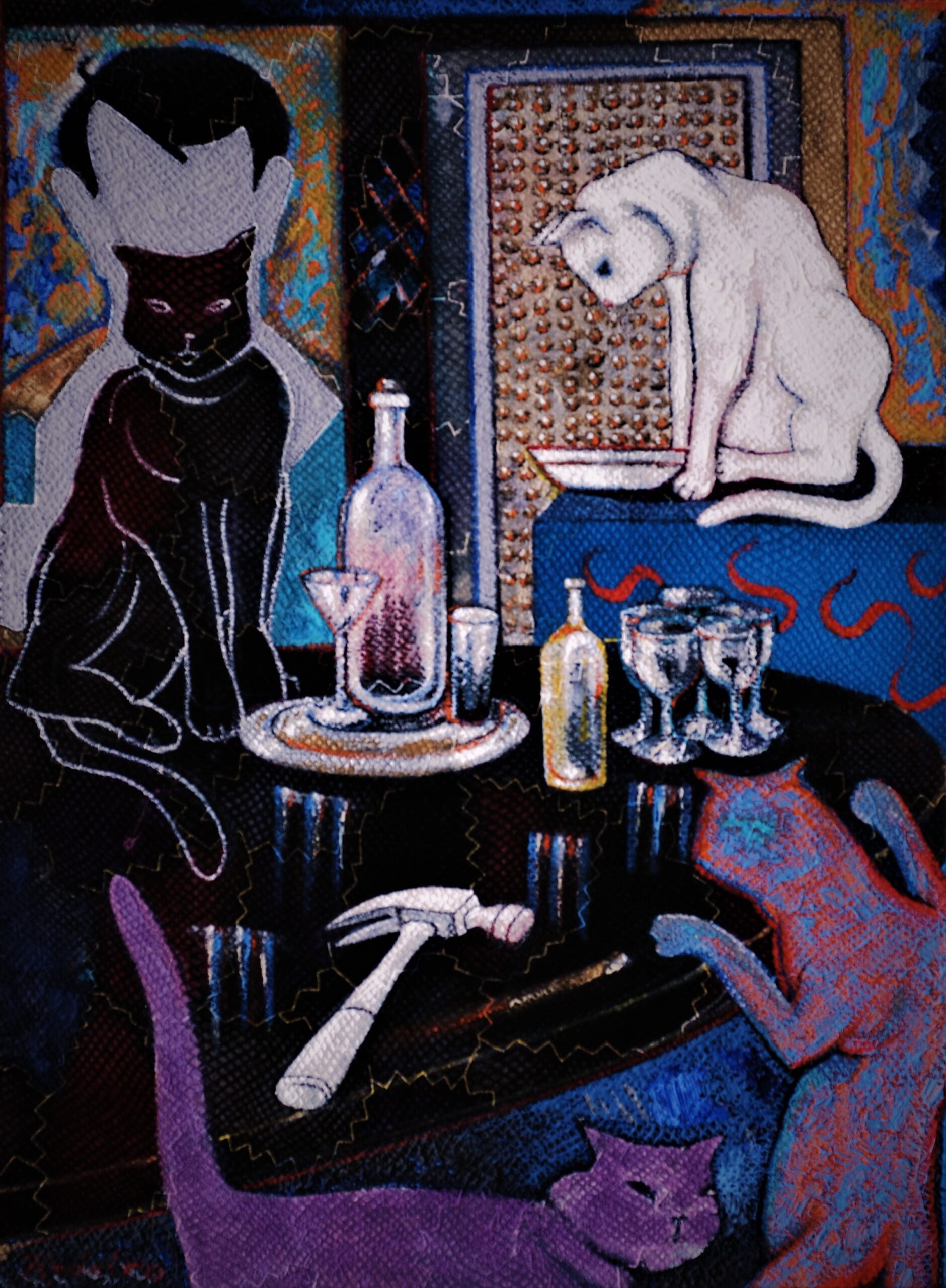 2. Rodeiro. Els Quatre Gats Café, Oil on velvet, 16”(w) x 21”(h), 1987