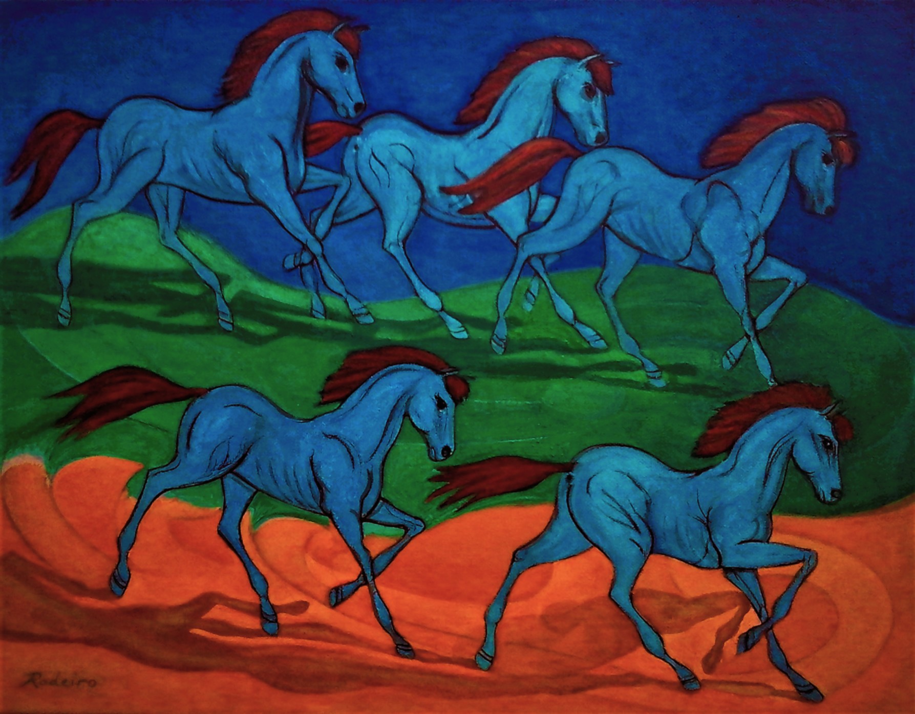 4. ose Rodeiro. Prance, Acrylic on canvas, 14 ins x 18 ibs, 2020