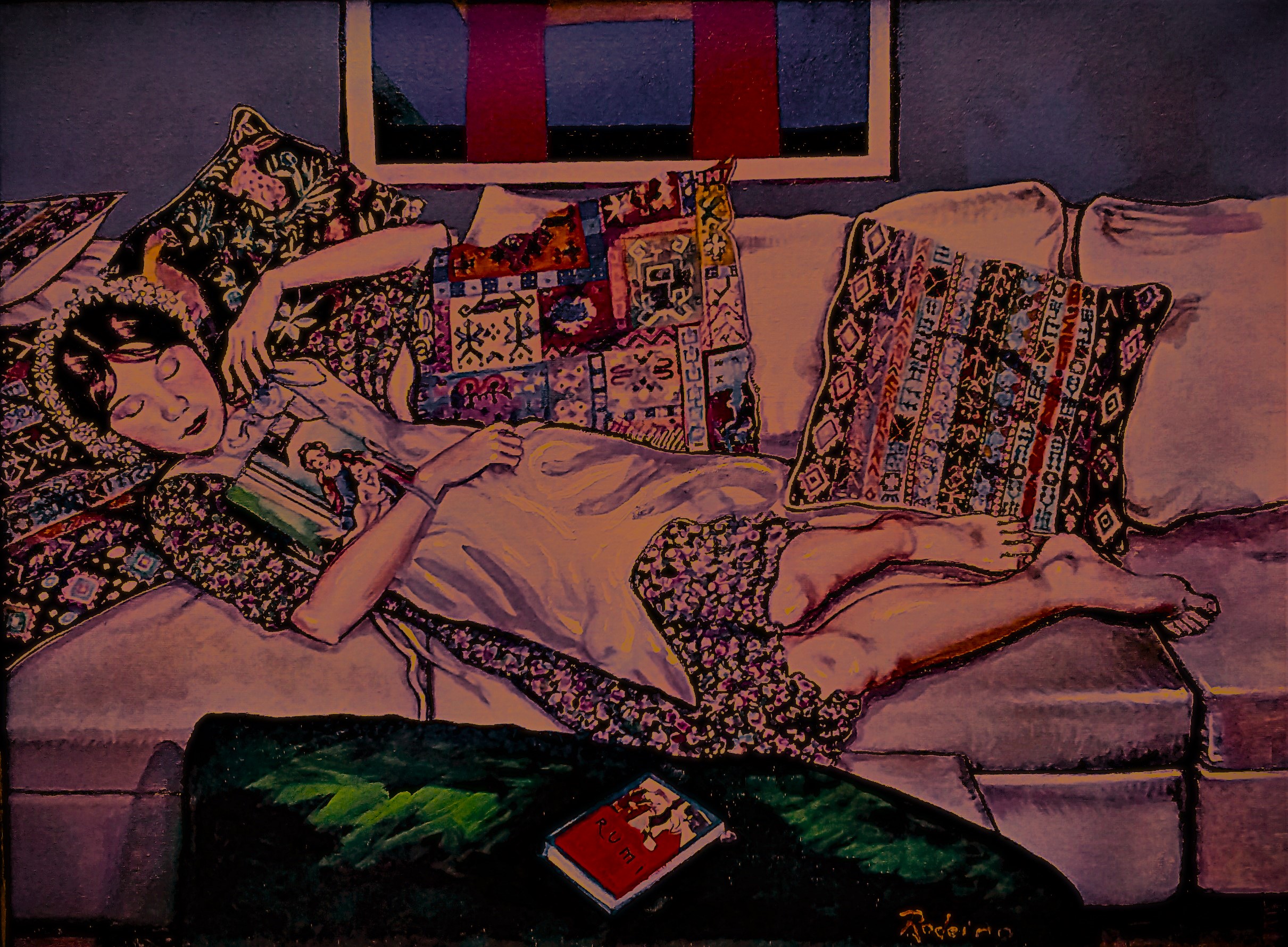 8. Jose Rodeiro. Cleo the Muse of History Asleep. Acrylic and Ink on Canvas, 24 x 18, 2024.