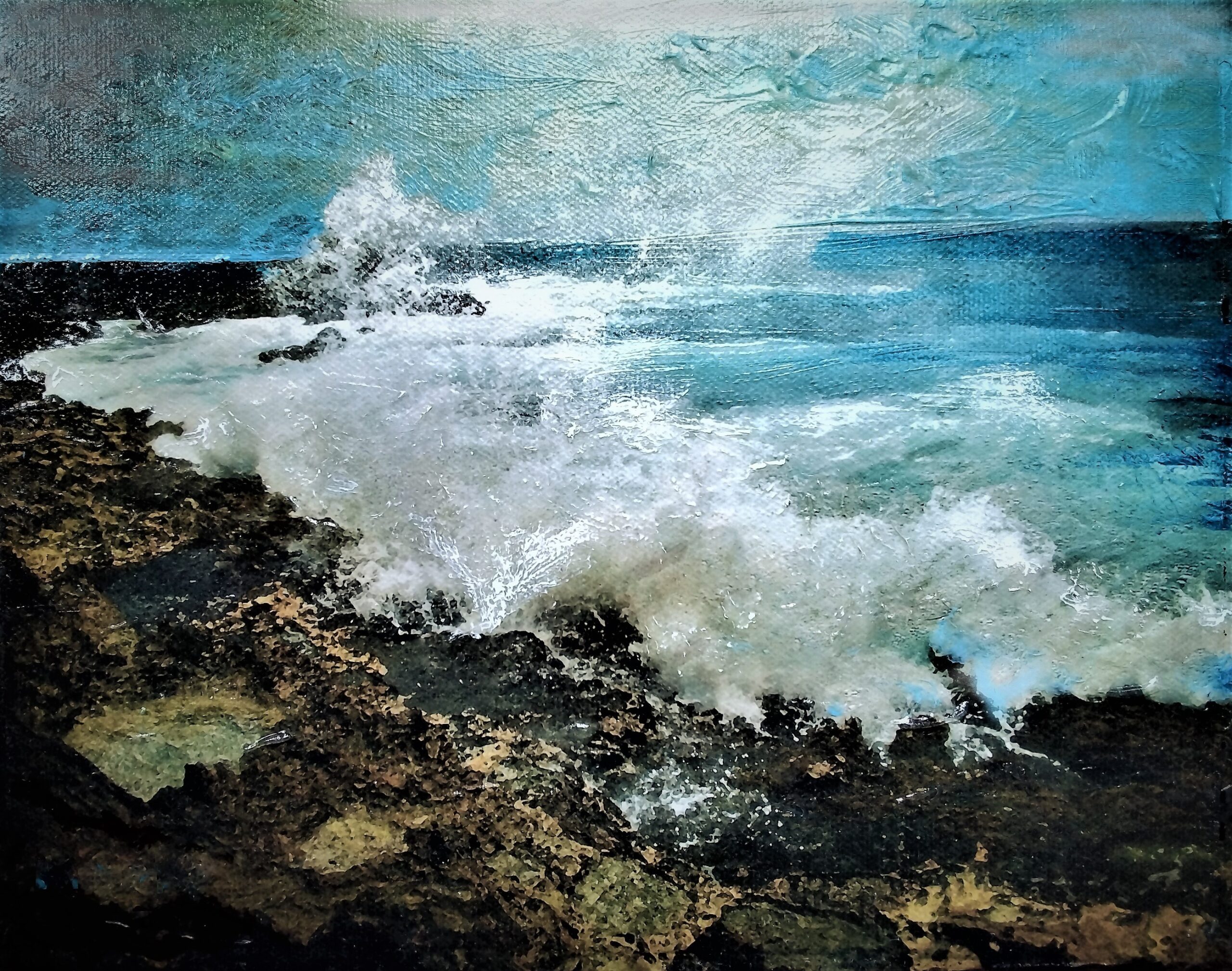 9. Rodeiro. “Tropical Storm Eta Skirting Pass-A-Grille Beach,” Oil-on-board, 12” x 14”, 2020. (1)